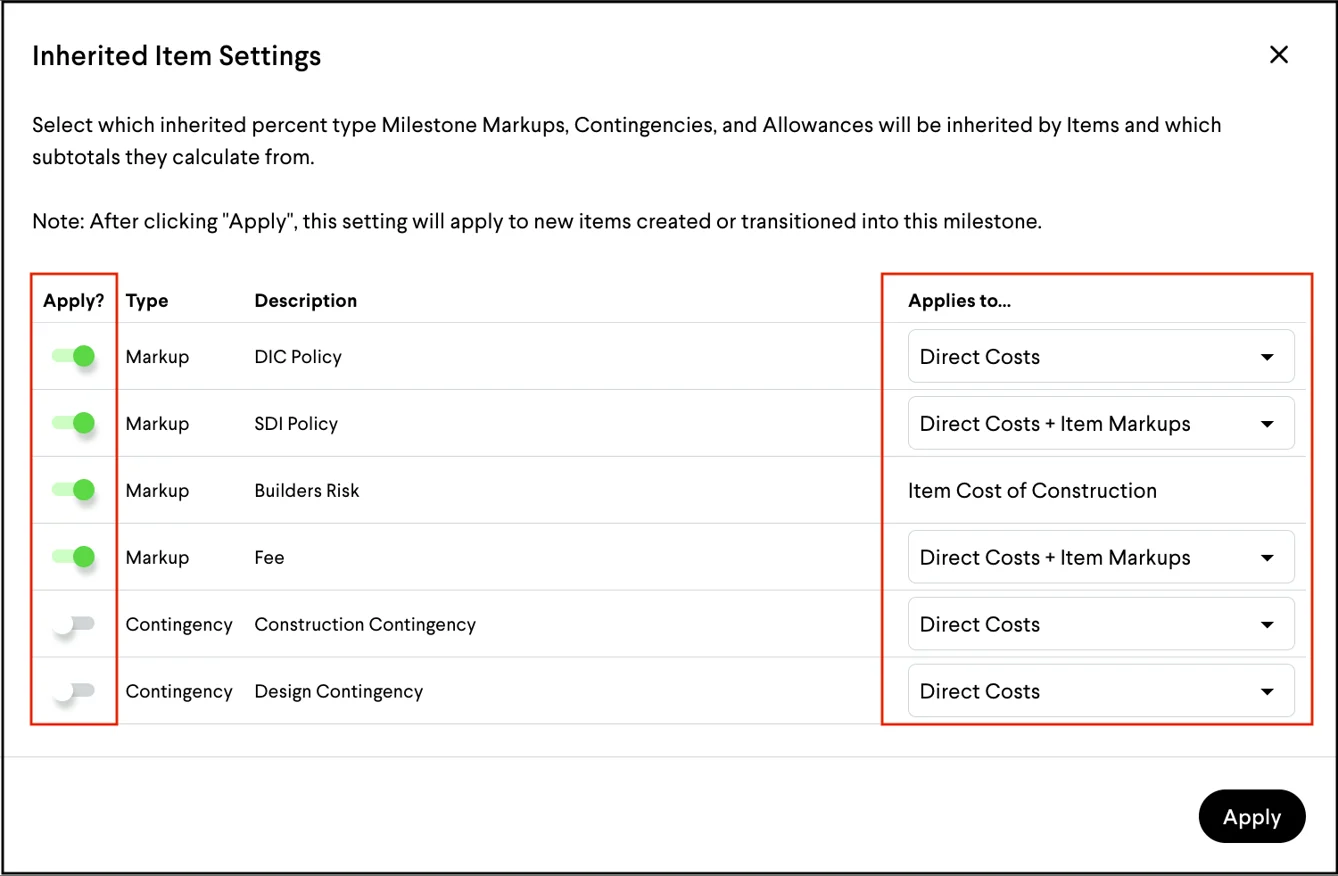 Inherited Markup Settings screenshot 2